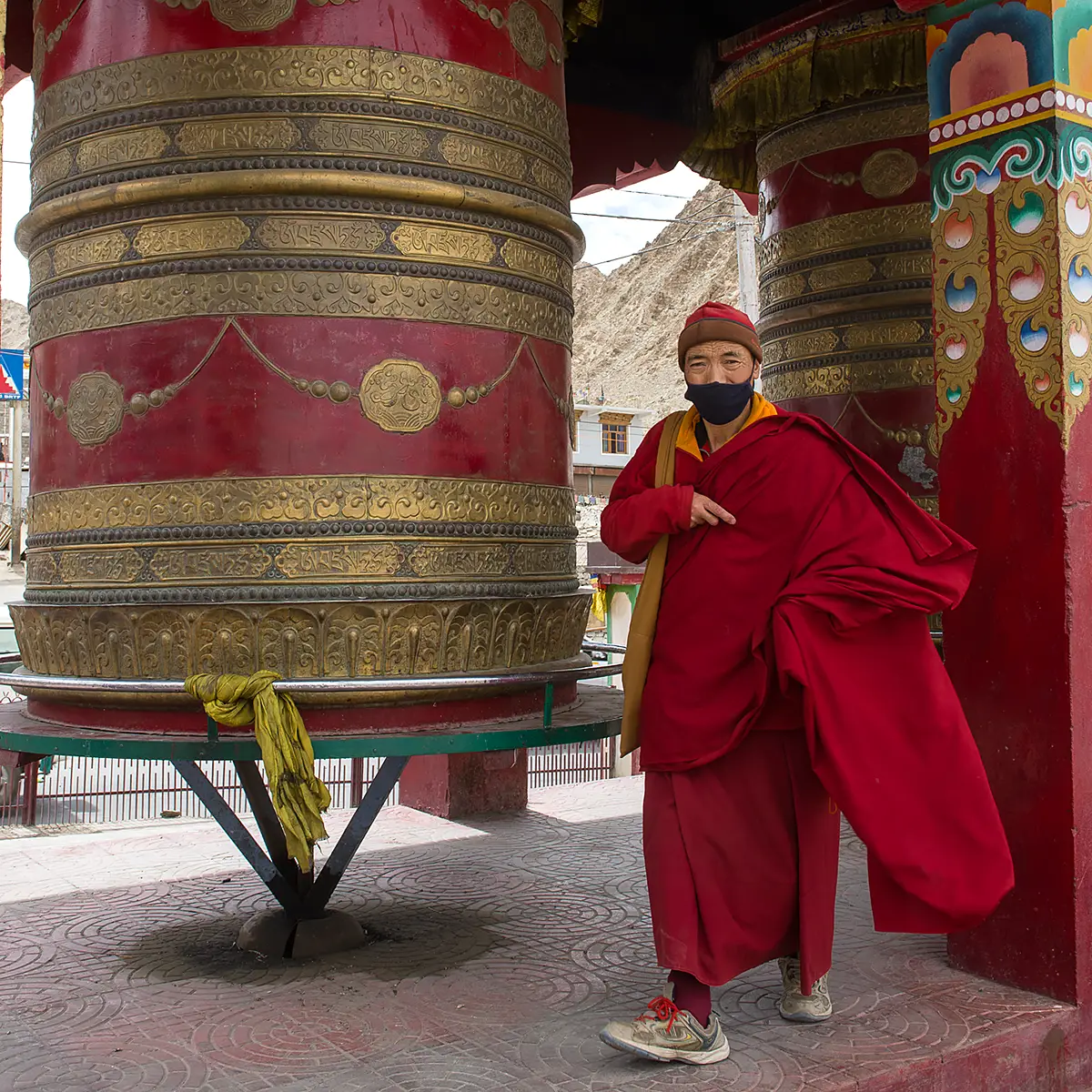 Leh monk prayer wheel ladakh photo tour